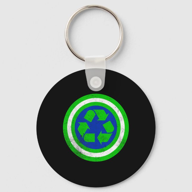 Captain Recycle Earth Day  Key Ring (Front)