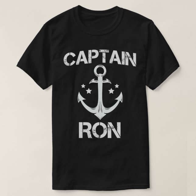 CAPTAIN RON Funny Birthday Personalised Name Boat  T-Shirt (Design Front)