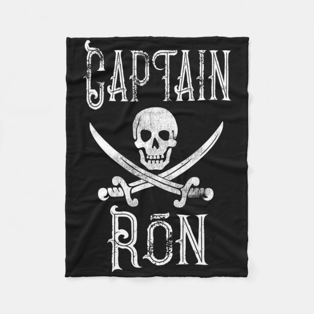 Captain Ron Vintage Personalised Pirate Boating  Fleece Blanket (Front)