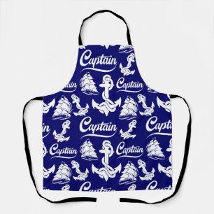 Captain Sailboat Anchor Nautical Design Apron
