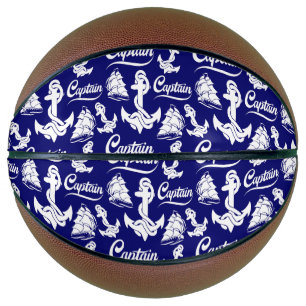 Captain Sailboat Anchor Nautical Design Basketball