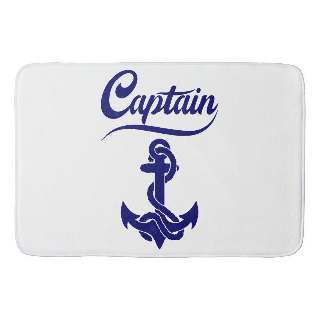 Captain Sailboat Anchor Nautical Design Bath Mat (Front)