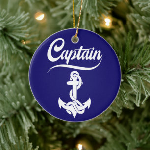 Captain Sailboat Anchor Nautical Design Ceramic Tree Decoration