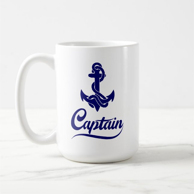 Captain Sailboat Anchor Nautical Design Coffee Mug (Left)