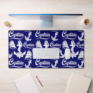 Captain Sailboat Anchor Nautical Design Desk Mat