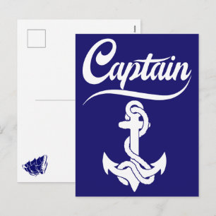 Captain Sailboat Anchor Nautical Design Holiday Postcard
