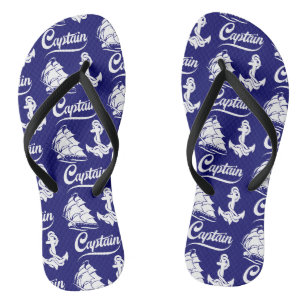 Captain Sailboat Anchor Nautical Design Jandals