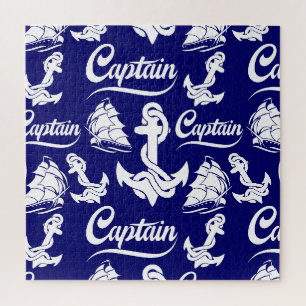 Captain Sailboat Anchor Nautical Design Jigsaw Puzzle