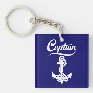 Captain Sailboat Anchor Nautical Design Key Ring