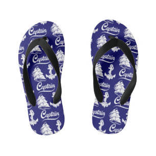 Captain Sailboat Anchor Nautical Design Kid's Jandals