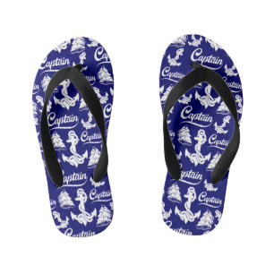Captain Sailboat Anchor Nautical Design Kid's Jandals