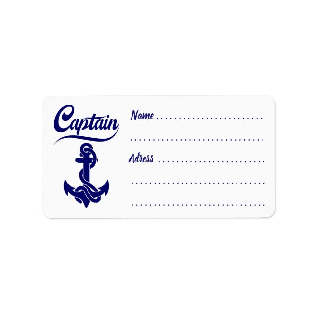 Captain Sailboat Anchor Nautical Design Label (Front)