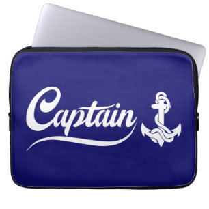 Captain Sailboat Anchor Nautical Design Laptop Sleeve