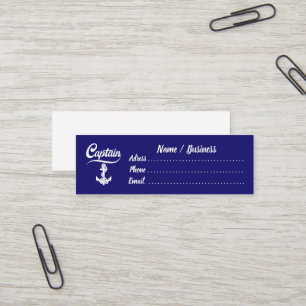 Captain Sailboat Anchor Nautical Design Mini Business Card