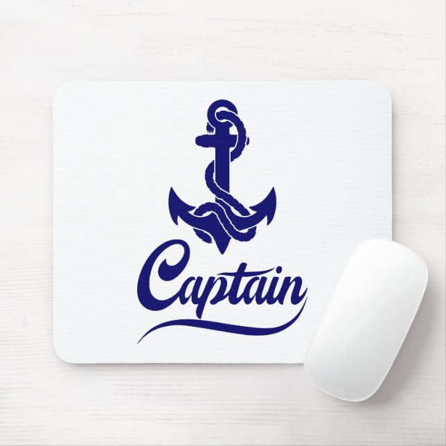 Captain Sailboat Anchor Nautical Design Mouse Pad (With Mouse)