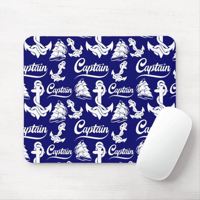 Captain Sailboat Anchor Nautical Design Mouse Pad (With Mouse)