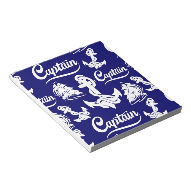 Captain Sailboat Anchor Nautical Design Notepad (Angled)