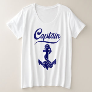 Captain Sailboat Anchor Nautical Design Plus Size T-Shirt