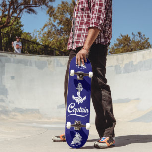 Captain Sailboat Anchor Nautical Design Skateboard