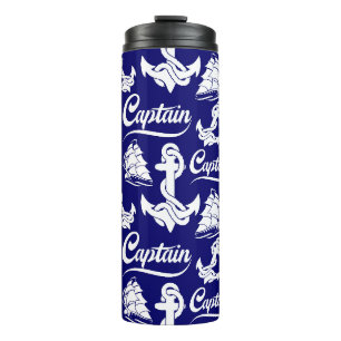 Captain Sailboat Anchor Nautical Design Thermal Tumbler