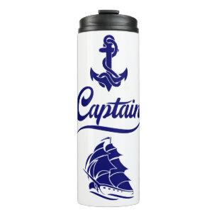 Captain Sailboat Anchor Nautical Design Thermal Tumbler