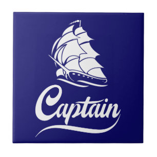 Captain Sailboat Anchor Nautical Design Tile