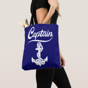 Captain Sailboat Anchor Nautical Design Tote Bag