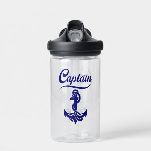 Captain Sailboat Anchor Nautical Design Water Bottle