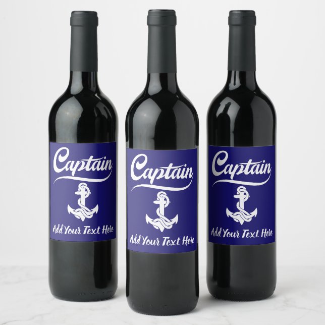 Captain Sailboat Anchor Nautical Design Wine Label (Bottles)
