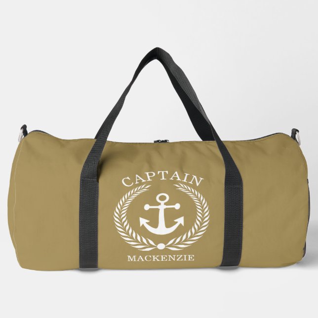 Captain Sailor Personalised Anchor  Duffle Bag (Front)