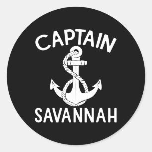 Captain Savannah Yacht Boating Ship Anchor Boat Classic Round Sticker