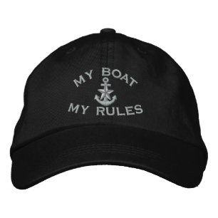 Captain says My Boat My Rules Silver Star Anchor Embroidered Hat