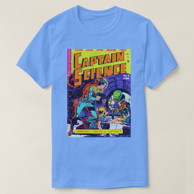 Captain Science comics cover Space vampires retro  T-Shirt (Design Front)