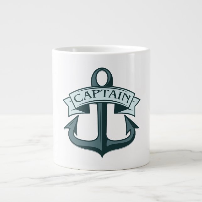 Captain Ships Anchor Large Coffee Mug (Front)