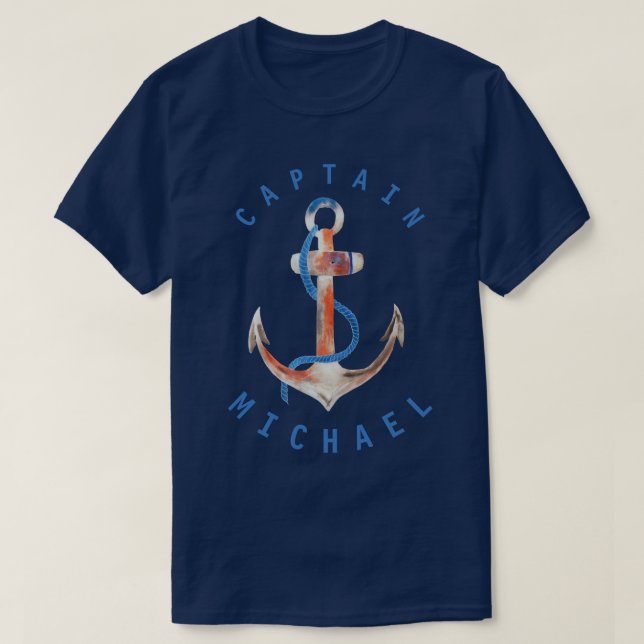 Captain Shirt Watercolor Anchor Personalised (Design Front)