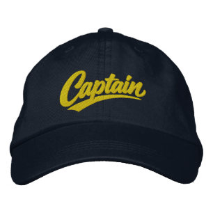 Captain Simple Bold Typography Style Embroidered Hat