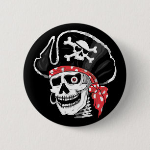 Captain Skull Pirate 6 Cm Round Badge