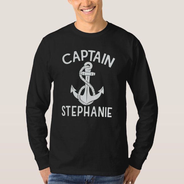 Captain Stephanie Ship Boating Yacht Boat Anchor T-Shirt (Front)