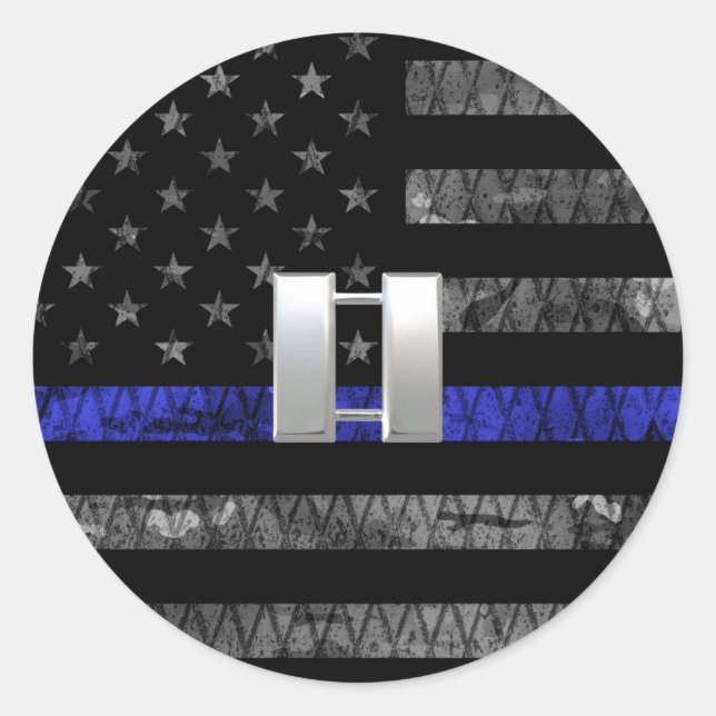 Captain Thin Blue Line Distressed Flag Classic Round Sticker (Front)