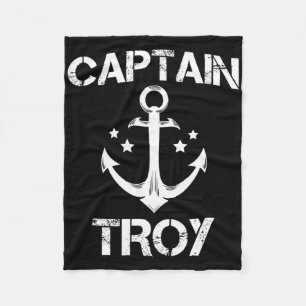 Captain Troy Funny Birthday Personalised Name Boat Fleece Blanket