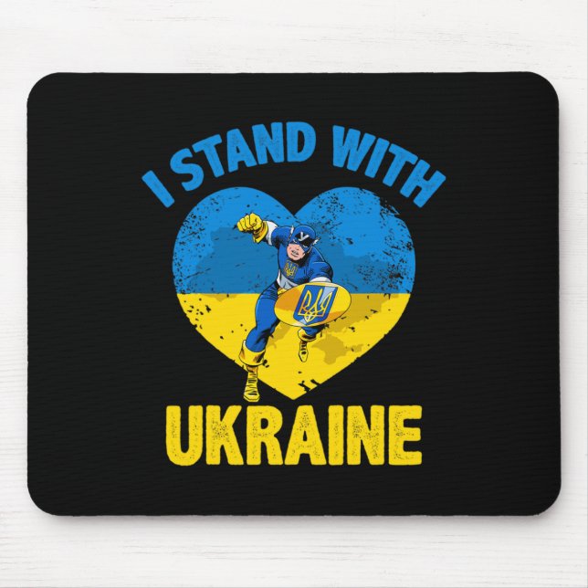 Captain Ukraine Support Ukrainian Flag I Stand Wit Mouse Pad (Front)