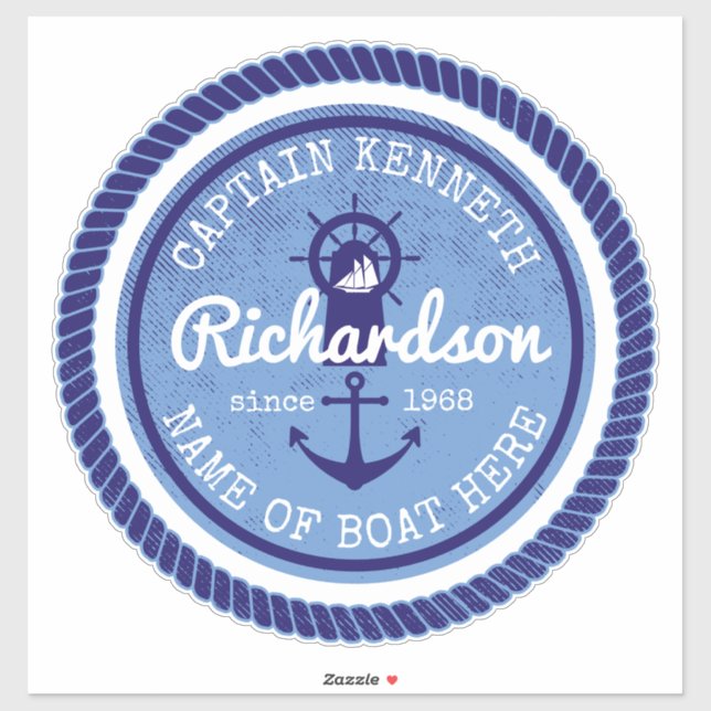 Captain Vintage Nautical Rope Anchor Helm Boat (Sheet)