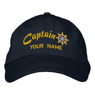 CAPTAIN Wheel Customisable Your Name Vessel Embroidered Hat