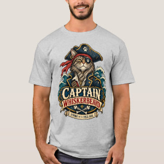 Captain Whiskerbeard Pirate Cat T-Shirt