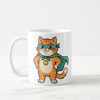 Captain Whiskerton – Cute Superhero Orange Tabby C Coffee Mug