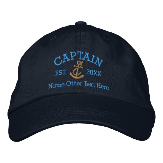 Captain With Anchor Personalised Embroidered Hat (Front)
