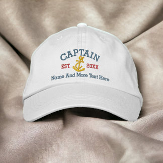 Captain With Anchor Personalised Embroidered Hat