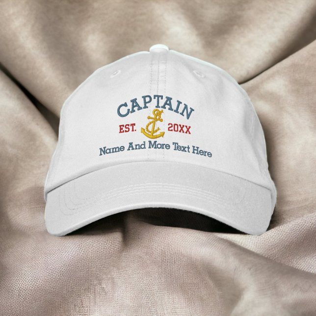 Captain With Anchor Personalised Embroidered Hat (Creator Uploaded)