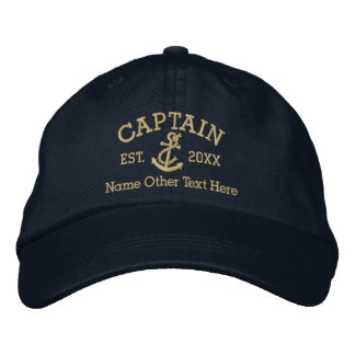 Captain With Anchor Personalized Embroidered Hat