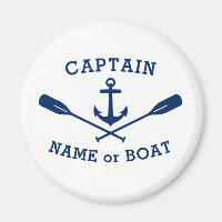Captain with Boat Name Anchor Oars Navy Blue White
